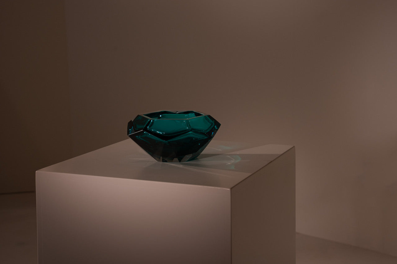 LAS HAYAS. Cuenco de cristal turquesa