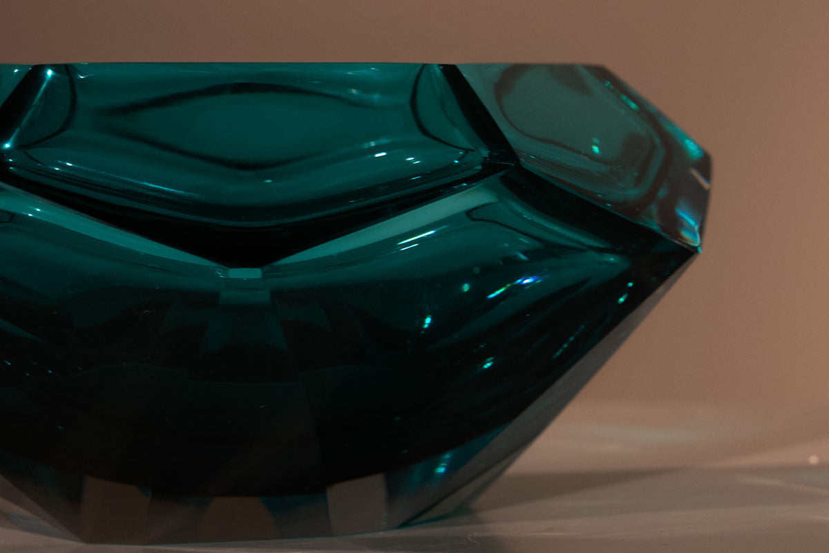 LAS HAYAS. Cuenco de cristal turquesa