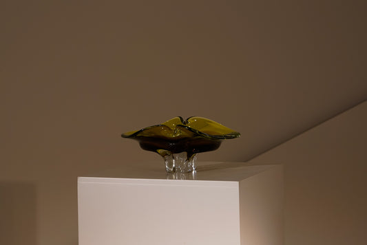 GREEN LEAF. Cuenco de cristal de Murano, Italia 1970