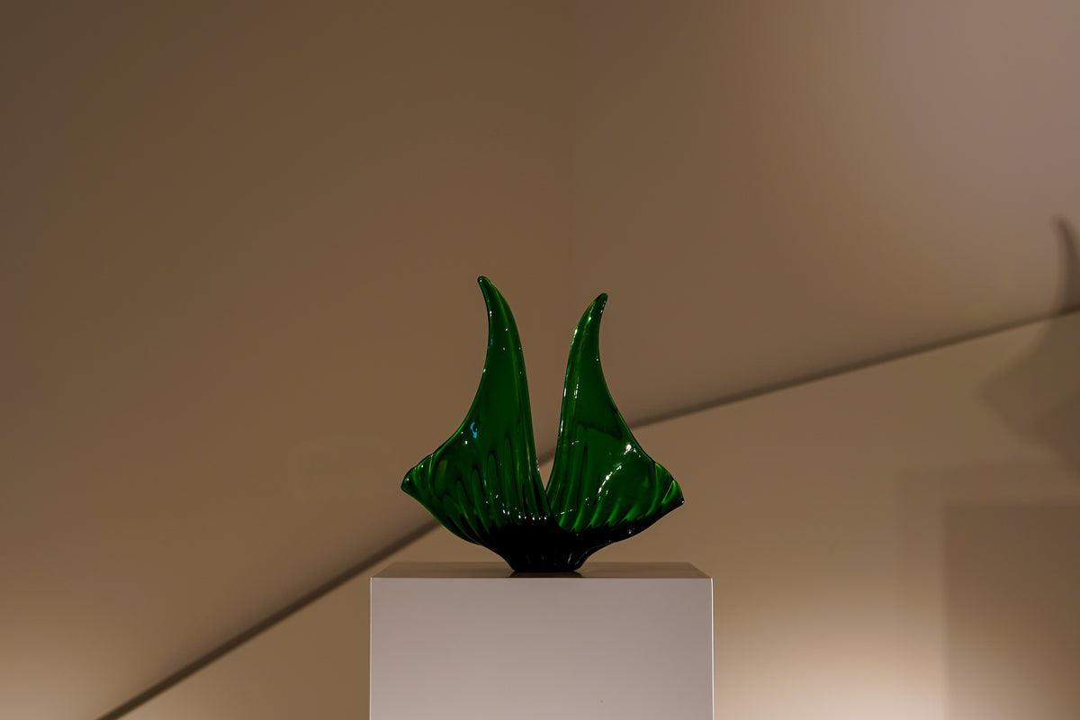 THE GREEN LEAF. Centro de mesa de cristal