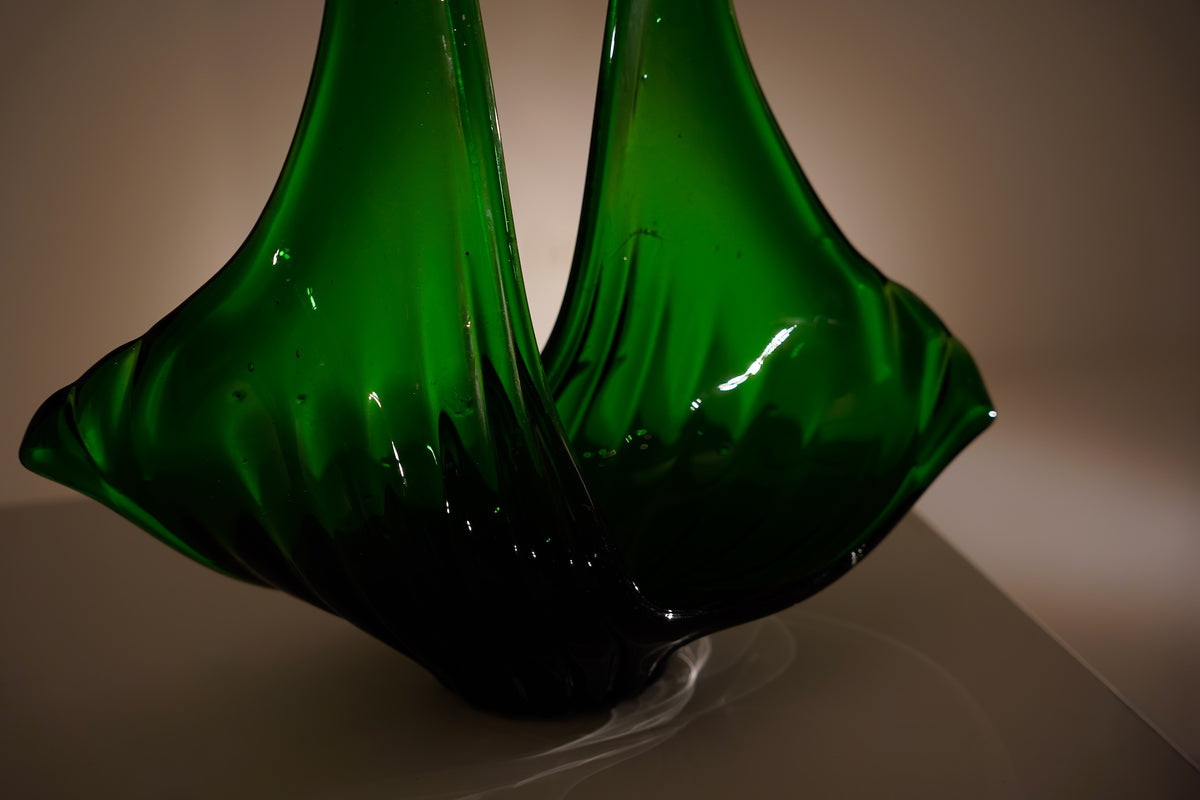 THE GREEN LEAF. Centro de mesa de cristal